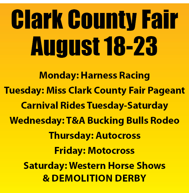 Clark County Fair to be held August 18-23