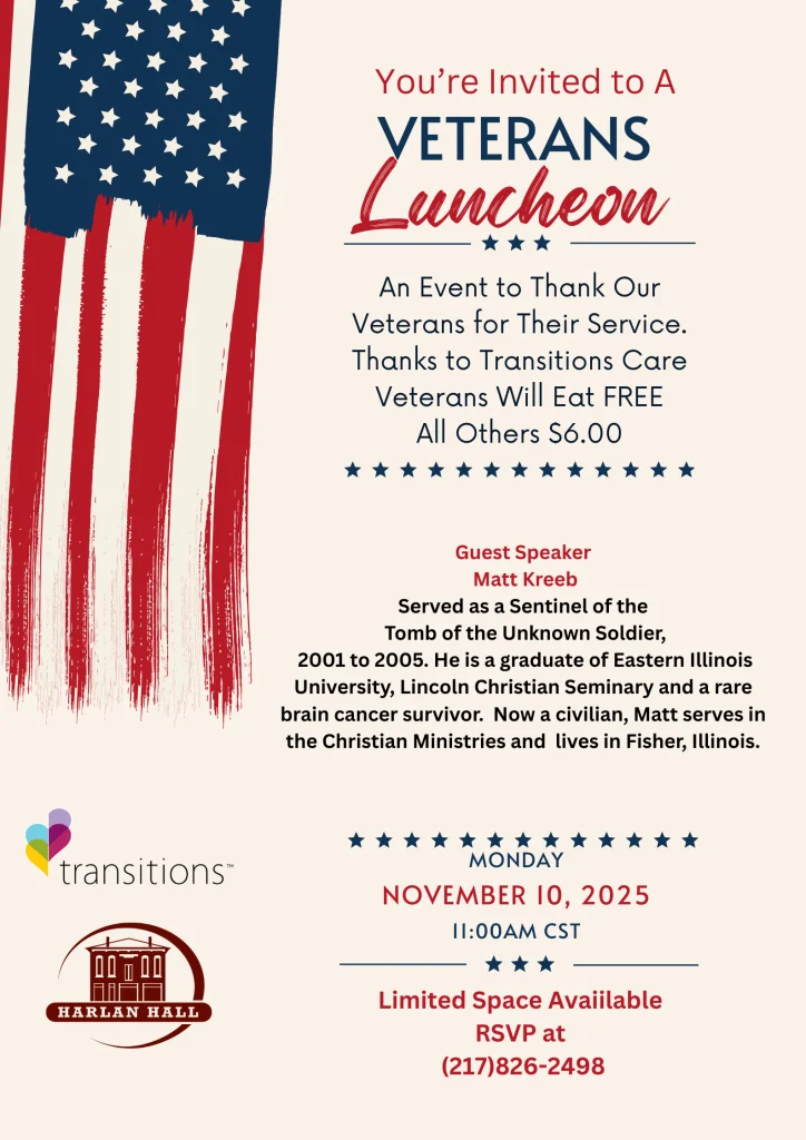 Harlan Hall veterans luncheon poster image